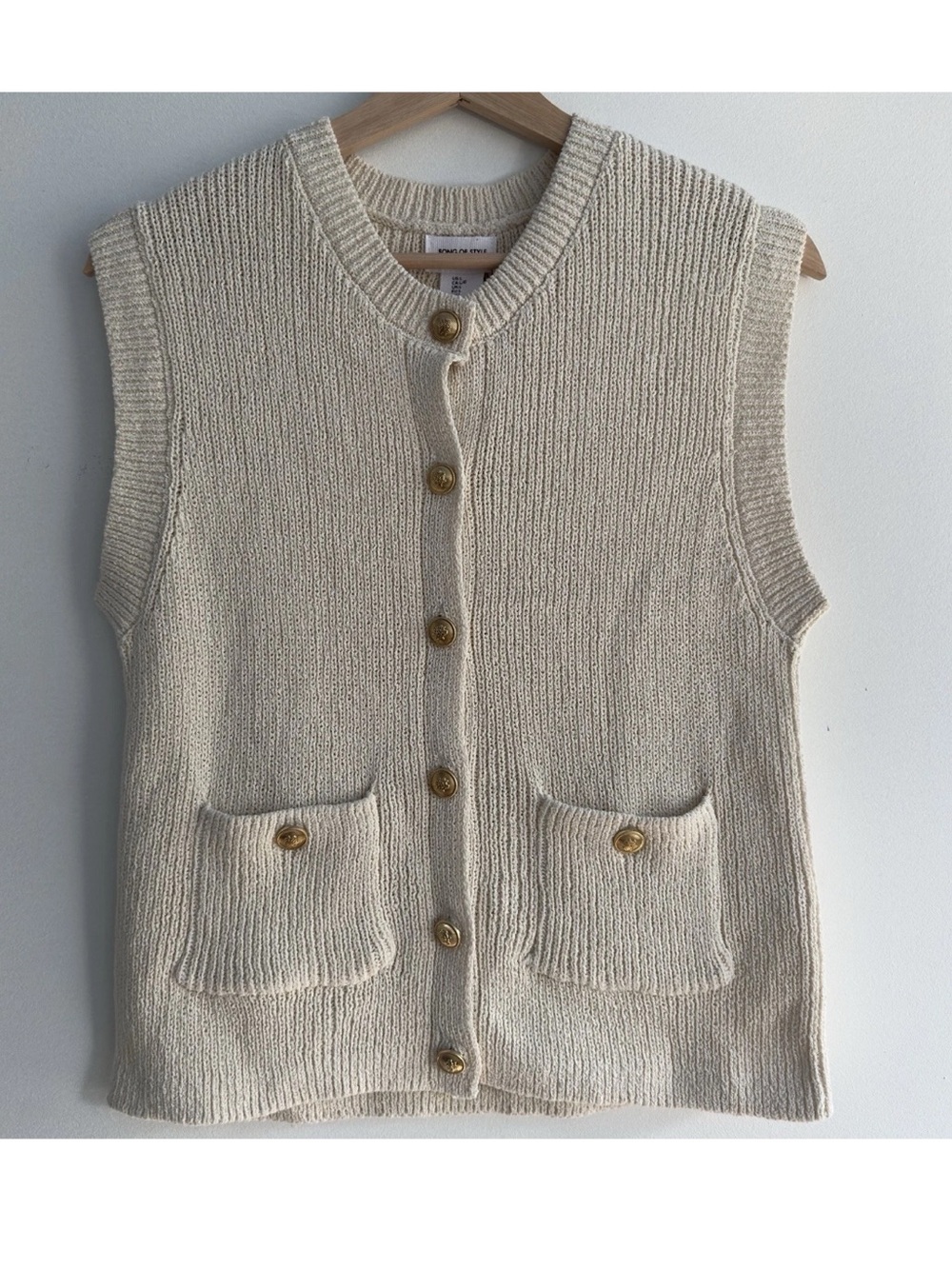 Song of Style - Cream Sleeveless Knit Button-Front Sweater Vest
